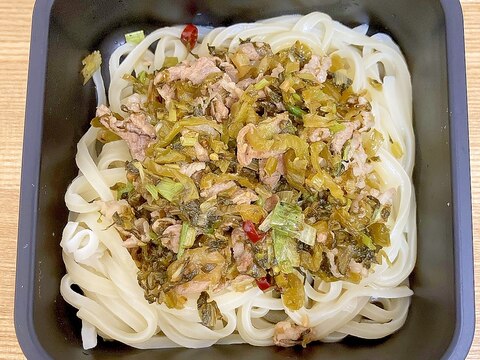 ピリ辛★豚と高菜の混ぜうどん